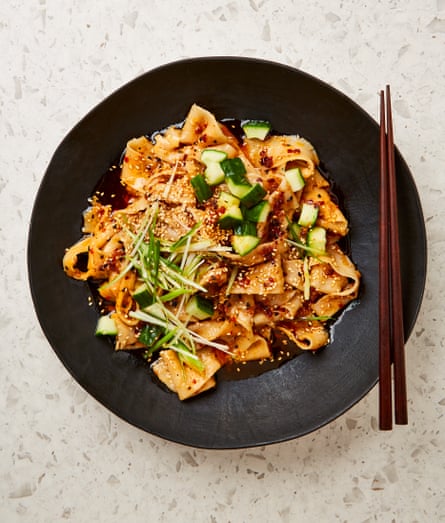 Yotam Ottolenghi’s biang biang noodles with numbing oil and tahini soy sauce.