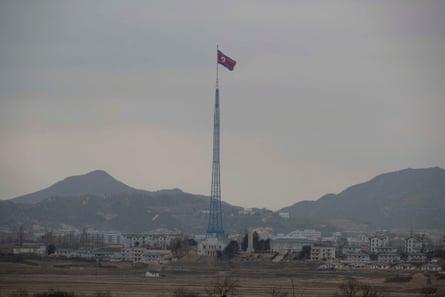 A North Korean propaganda village is seen from a South Korea’s observation post.