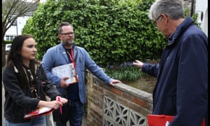 Hugo Malik (centre) campaigning in Norwich.