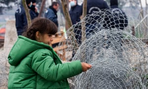 A refugee at the Greek-Macedonian border near Idomeni, northern Greece.