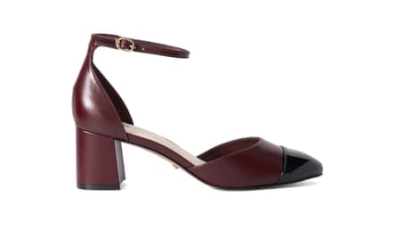 Dune Leather Block Heel Ankle Strap Courts