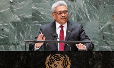 خاطب غوتابايا راجاباكسا الجمعية العامة للأمم المتحدة في نيويورك عام 2021.