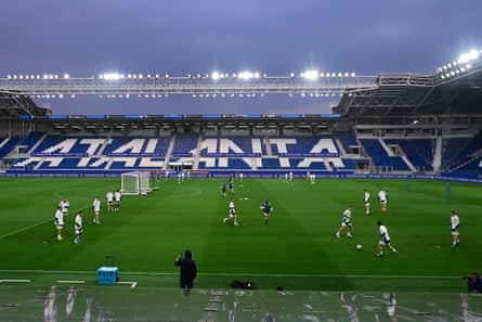 Italy players attend a training session at Bergamo Stadium in Bergamo.