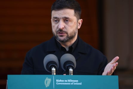 Volodymyr Zelenskyy speaks during a joint news conference with the Irish Taoiseach Micheal Martin on 2 December.