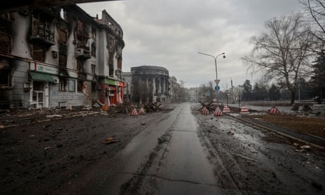 Destroyed buildings in the Bakhmut, in the Donbas, amid Russia’s attack on Ukraine.