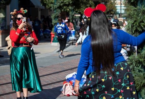 Two people in Anaheim, California on Thursday.