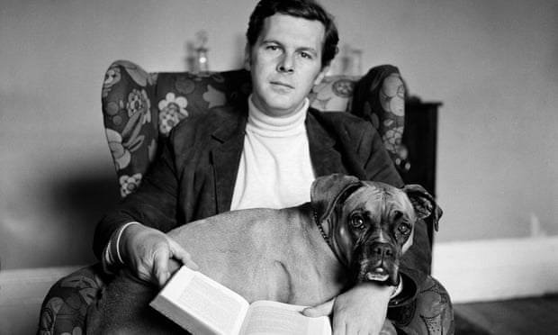 James Cellan Jones at home with his dog Betsy, 1968.
