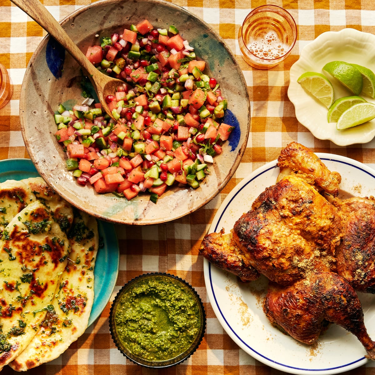 Ravinder Bhogal's tandoori chicken with sides – recipes Indian