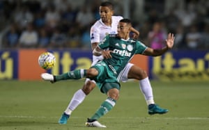 Gabriel Jesus in action for Palmeiras against Santos in October 2016.