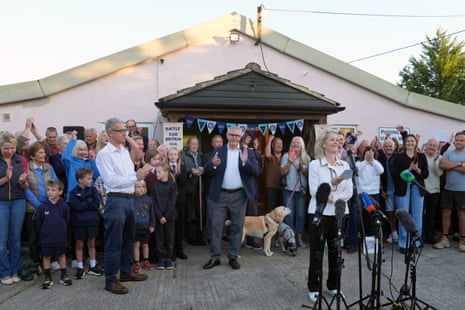 Returning officer Susannah Parden announcing the result of the symbolic “referendum” in the village of Piddington, Oxfordshire this morning.