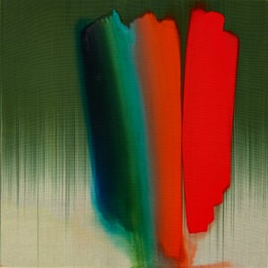 Thread Painting with Red and Green, 2023  by Ptolemy Mann.