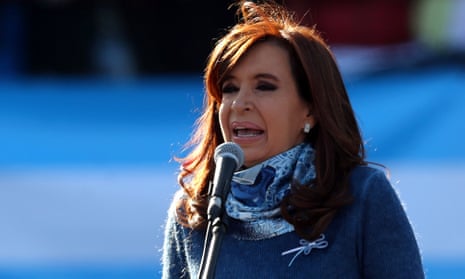 Former Argentine President Cristina Fernández de Kirchner speaks during a rally in Buenos Aires. 