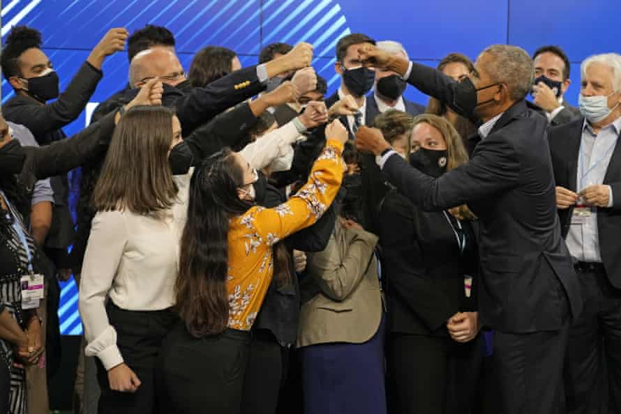 Barack Obama greets people at the summit