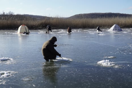 The temperatures are below zero even during the daytime in winter season near the Aidar River in occupied Luhansk.