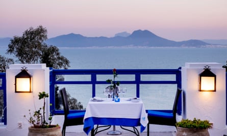 Restaurant Dar Zarrouk with its sea views, Tunis, Tunisia.