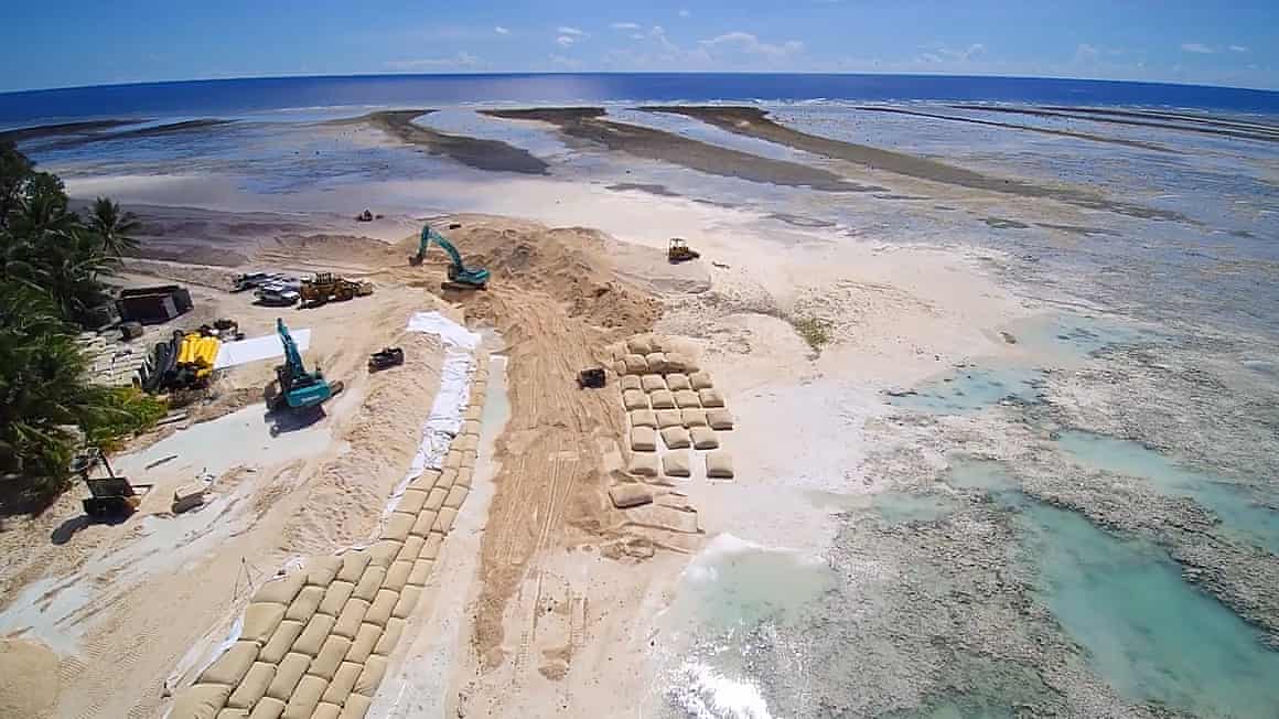 Work is underway to reinforce shorelines as sea levels rise.