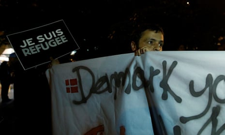 Refugees protest against Denmark’s asylum-seeker law outside the Danish embassy in Athens