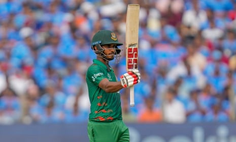 Bangladesh's Tanzid Hasan Tamim celebrates his fifty runs.
