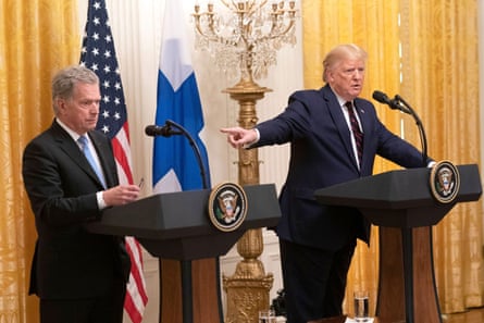 Sauli Niinistö wore a so-this-is-perfectly-normal expression in public as the US president ranted and raved.