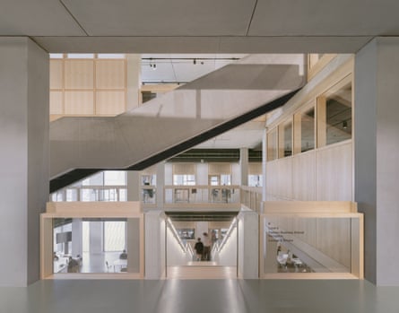 A staircase inside the London College of Fashion’s East Bank campus