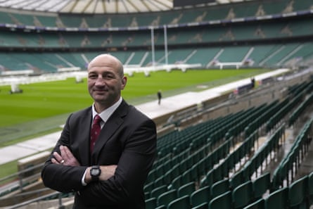 Steve Borthwick poses for photographers at Twickenham