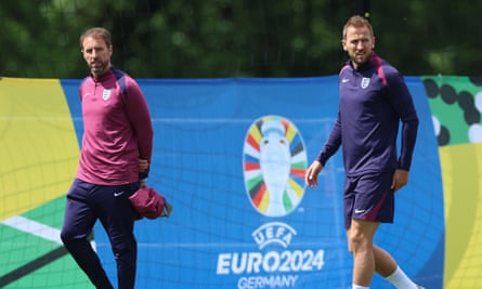 Gareth Southgate and his captain, Harry Kane, at training in Blankenhain