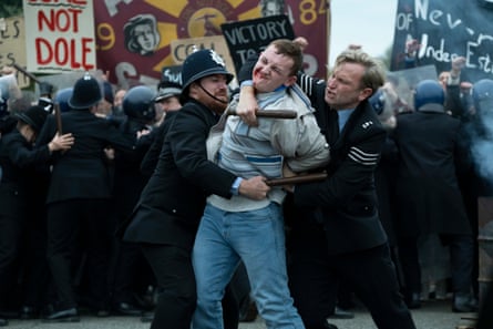 Police clash with miners during the miners’ strikes in the drama Sherwood.