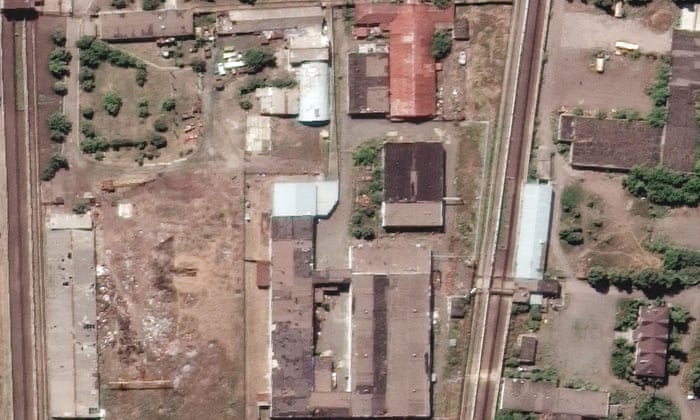 A satellite image shows the prison in Olenivka before the shelling.
