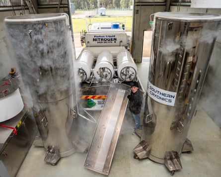 Huge silver flasks in a shed