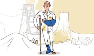 Bill Brown illustration for self-employed decorator with an injury