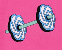 A barbell with ChatCPT logos as weight plates.
