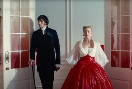 Controversial casting … Jacob Elordi and Margot Robbie in the forthcoming adaptation.