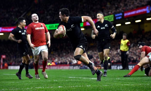 New Zealand’s Anton Lienert-Brown races over to score this side’s third try