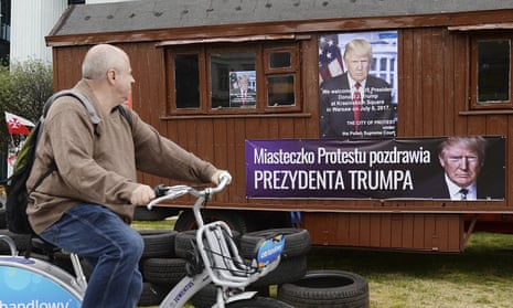 A poster of Donald Trump in Warsaw