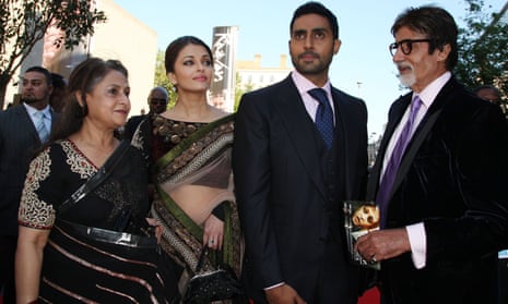 Aishwarya Rai Bachchan with her husband Abhishek Bachchan and Amitabh Bachchan with his wife Jaya in London in June 2010.