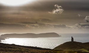 The Calf of Man seen from Bradda Head on the Isle of Man.