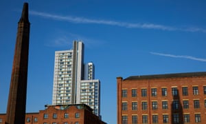 Housing developments old and new, around First Street and Manchester Metropolitan University’s student village.