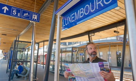 Steve Rose in Luxembourg, waiting for a train.