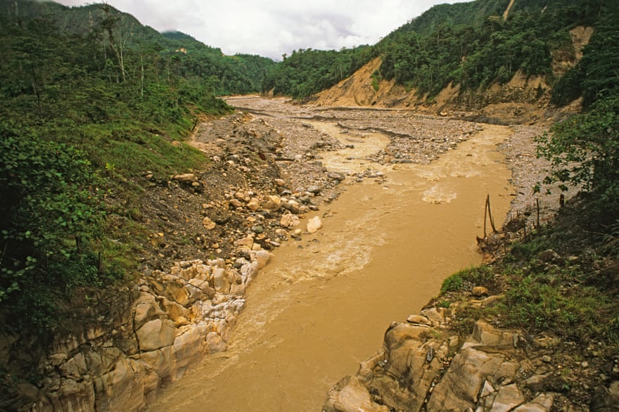 A muddy Ok Tedi River