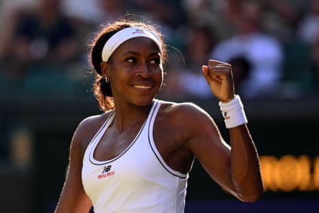 Coco Gauff of the U.S. reacts during her third round match against Claire Liu of the U.S.