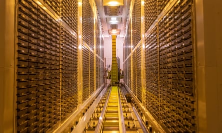 Rows of small storage boxes at UK Biobank