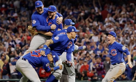 The Chicago Cubs celebrate after winning the 2016 World Series