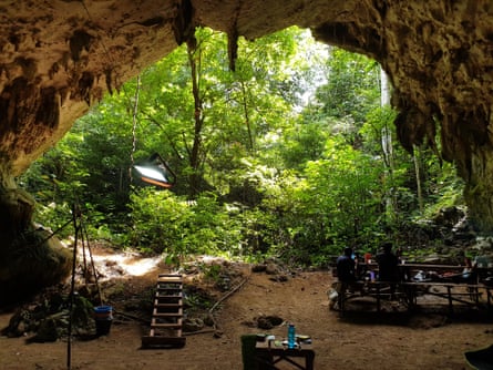 The view from an archaeological excavation at Liang Tebo cave in East Kalimantan