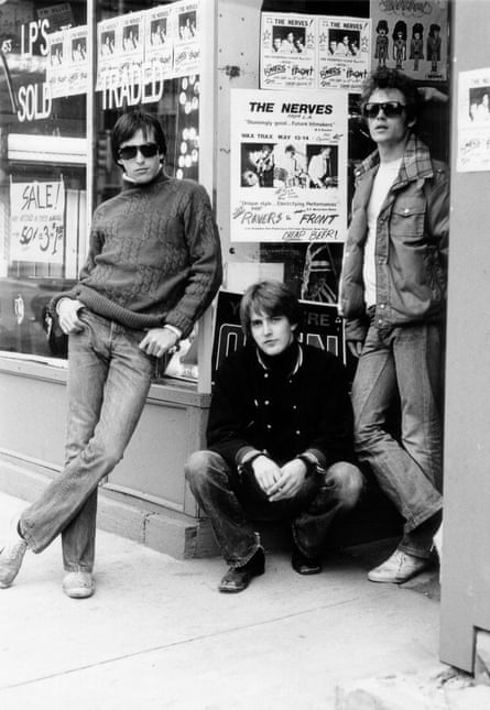 Collins, Case and Lee of the Nerves outside a shop in Denver.