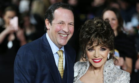 Joan Collins with husband Percy Gibson at The Time of Our Lives’ film premiere, London, March 2017
