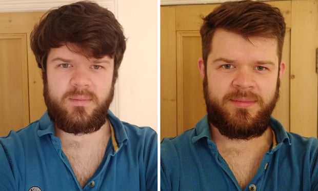 Mike Hawkins’ before and after haircuts.