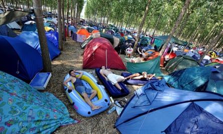 Happy campers … sleeping it off at Exit in Serbia.