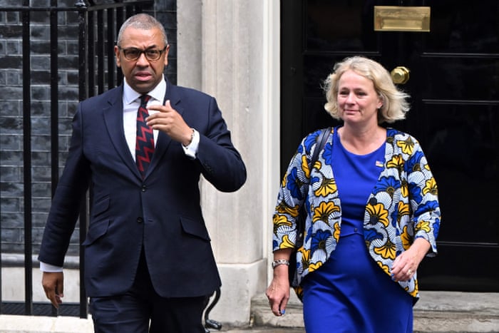 James Cleverly, the new foreign secretary, and Vicky Ford, the development minister at the Foreign Office, leaving No 10.