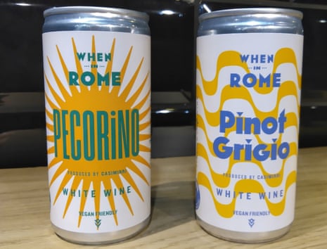 Some of the cans of wine that will replace mini bottles on the shelves of Waitrose.