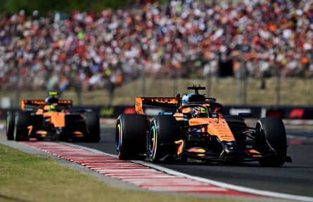McLaren’s Oscar Piastri and Lando Norris in action in Budapest